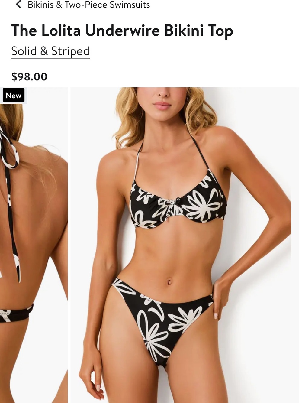 The Lolita Underwire Bikini Top and Tati Bikini Bottoms - Black & White Floral